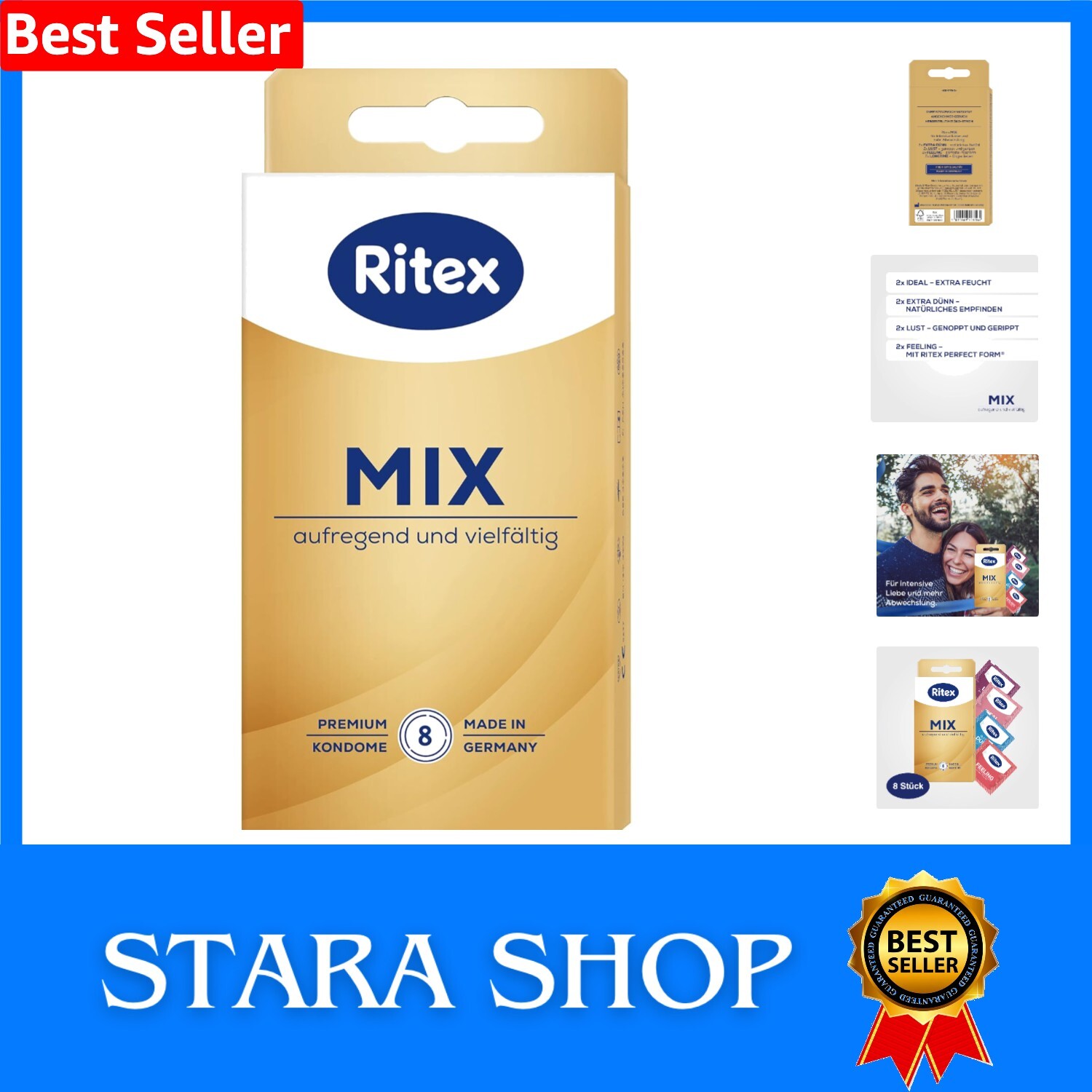 Ritex Mix Kondom-Sortiment,- aufregend und vielfältig, 8 Stück, Made in Germany