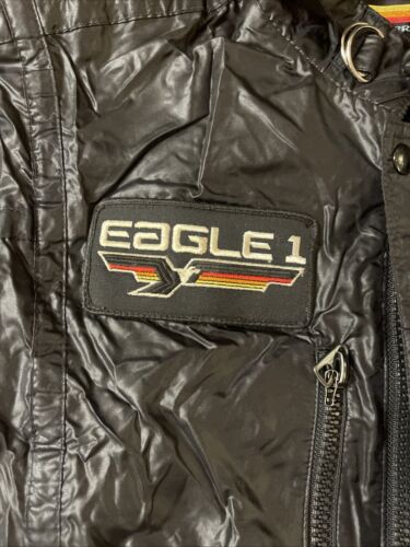 Vintage 80’s Style Auto Carerra Design Eagle 1 Black Racing Jacket size LARGE L - Picture 3 of 12
