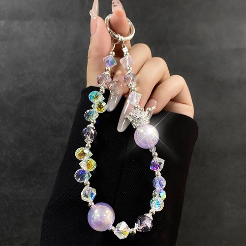 Crystal Phone Hand Rope Hand-beaded Car Keychain Mobile Phone Lanyard Strap - Photo 15 sur 15