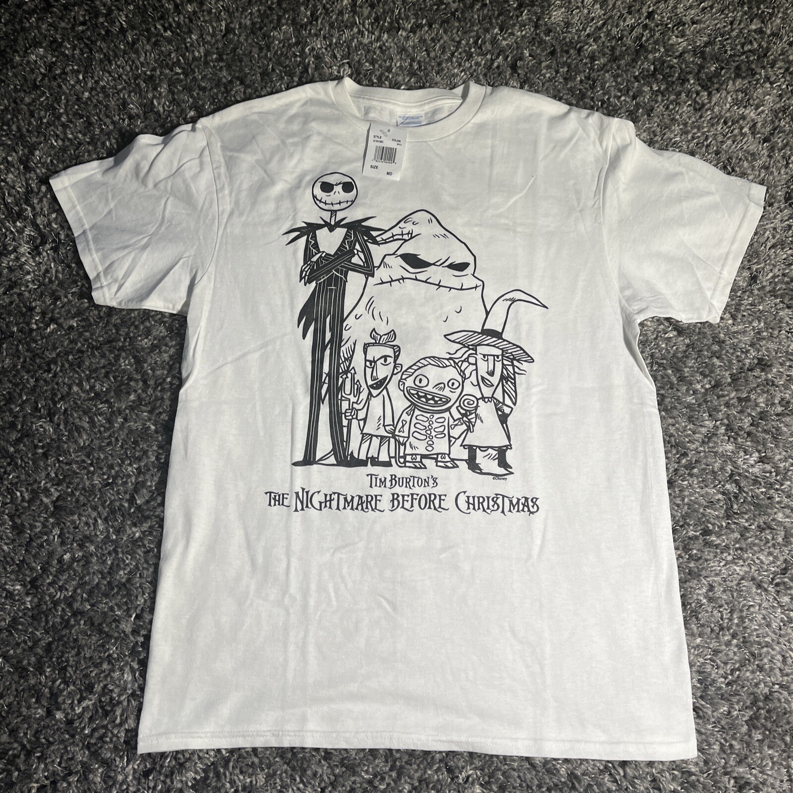 NWT Disney Nightmare Before Christmas Adult Medium White T-Shirt Tim Burton