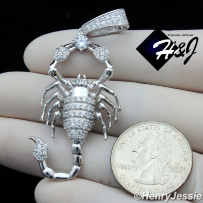 MEN SOLID 925 STERLING SILVER ICY BLING CUBIC ZIRCONIA 3D