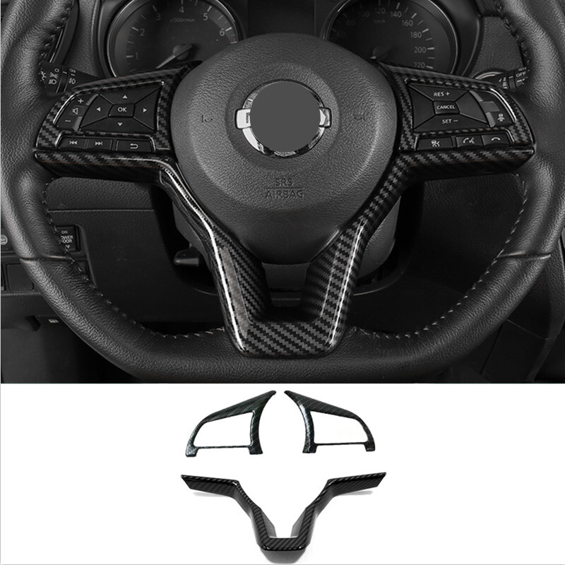 Carbon fiber Steering Wheel Trim 3pcs For Nissan Sentra 2020-2023 Accessories