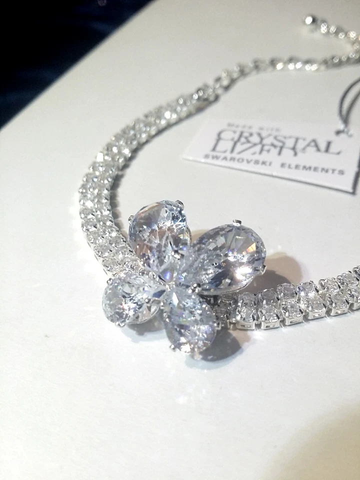 Bracciale Donna SWAROVSKI ORIGINALI Argento Farfalla Cristalli Tennis Diamanti - Immagine 4 di 4