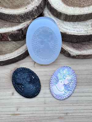 Vintage elegant Lady cameo handmade silicone mold for Fondant-Resin-clay-Candy.