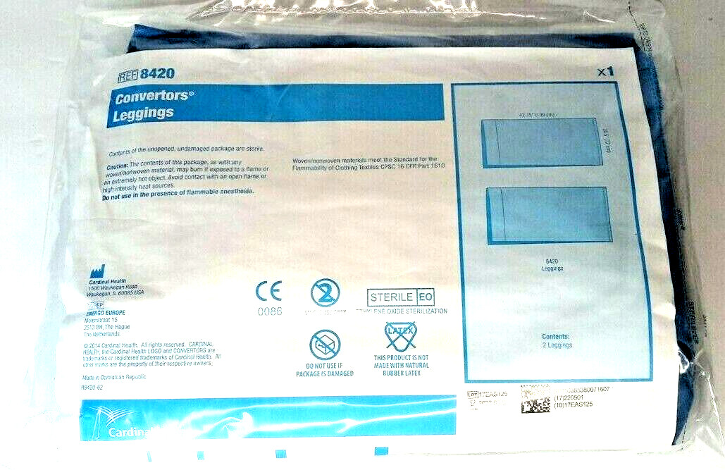 New Box of 20 Cardinal Health Pair of Convertors Leggings Cat #8420 exp.05/01/22