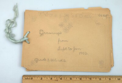 Vintage 1902 5th Grade Child's Drawing School Art Sketchbook Lennie Raymour