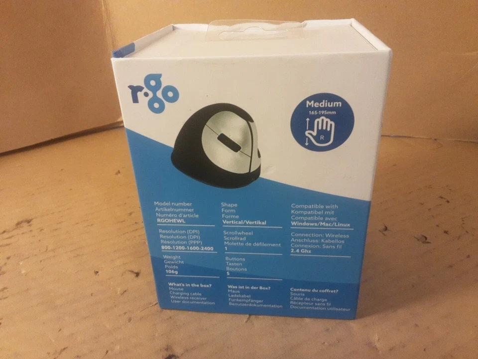 R-Go HE Mouse Ergonomic mouse, Right Handed, Ambidextrous, wired Boxed - Image 4 of 4