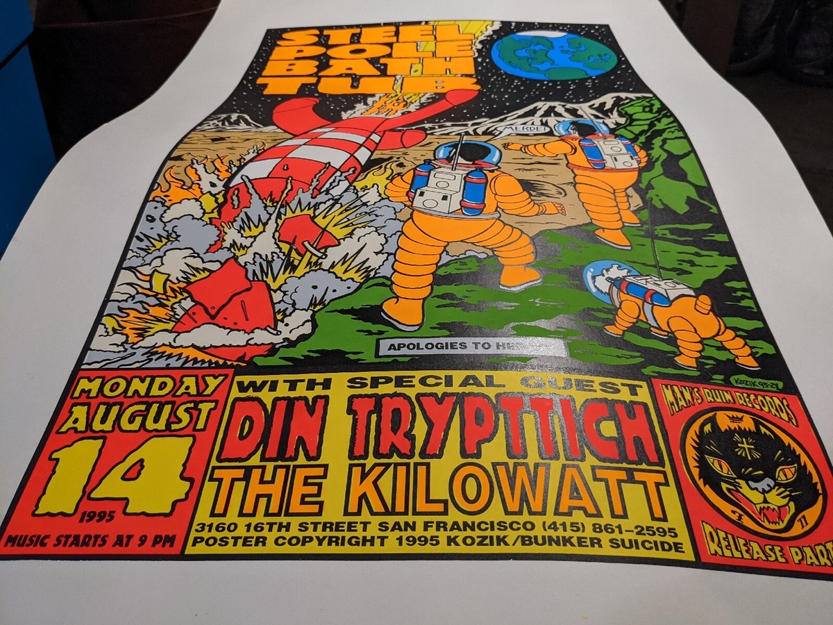 KOZIK STEEL POLE BATH TUB VinTagE 1995 SCREEN PRINT ConcerT