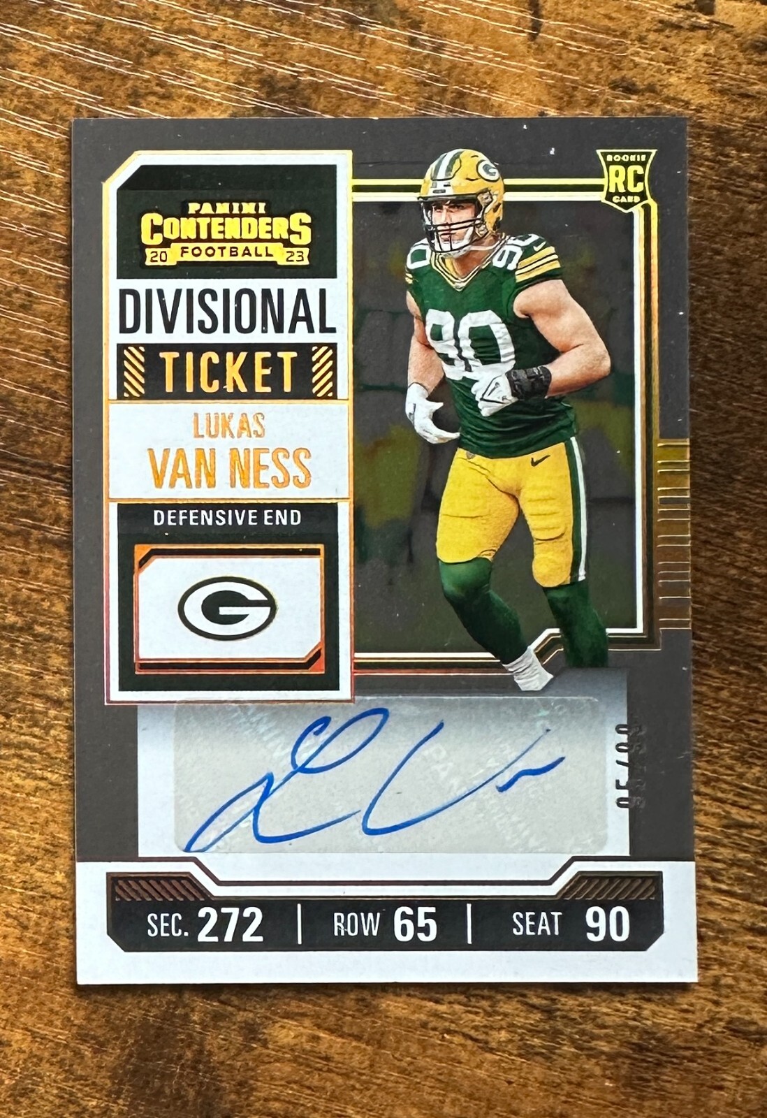 2023 Panini Contenders Divisional Ticket RC Auto #250 Lukas Van Ness /99 X10267