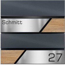 Moderner Briefkasten mit Zeitungsfach Anthrazit - Postkasten personalisiert -