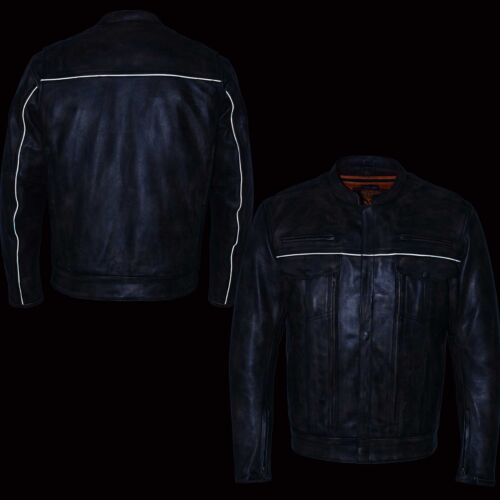 Milwaukee Leather MLM1508 Men's Distressed Brown Leather Motorcycle Jacket - Picture 16 of 18