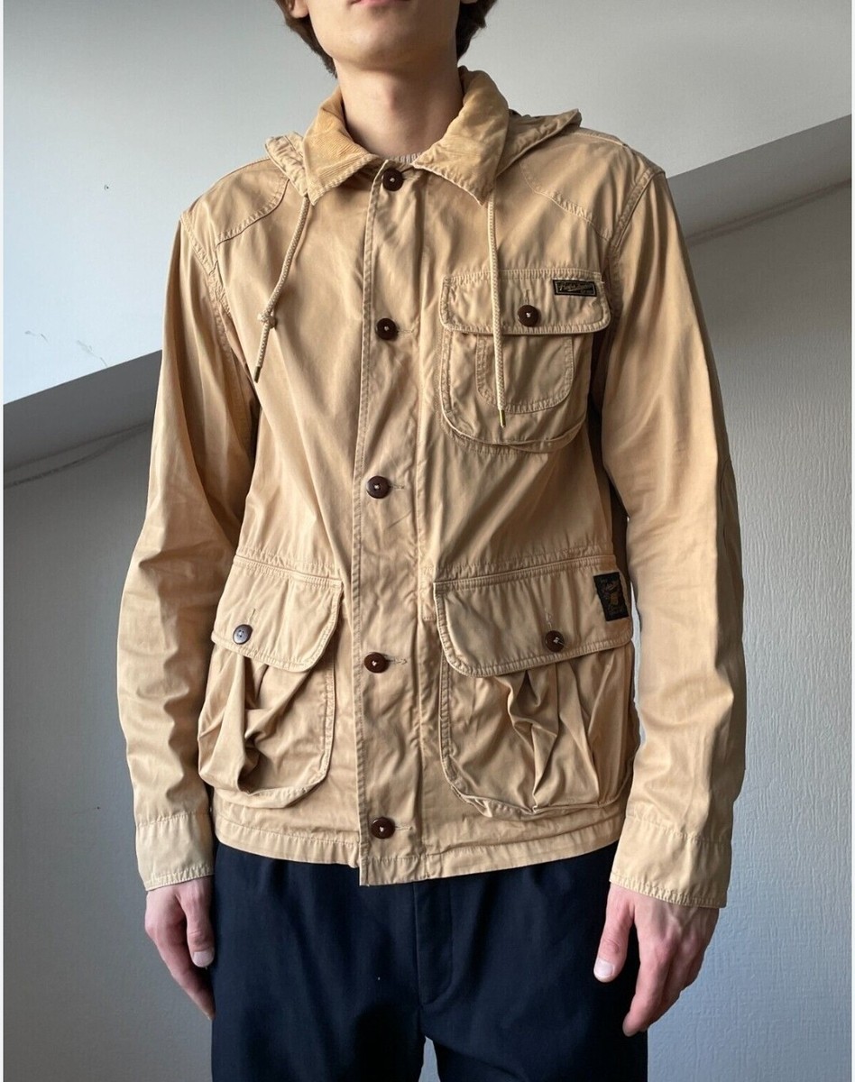 HOT VTG Men's M POLO RALPH LAUREN PARKA HUNTING CORDUROY Collar KHAKI Jacket