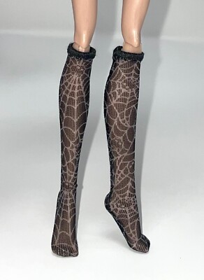 Monster High Wednesday Nevermore Academy G1 Doll Outfit Black Spider Web Socks
