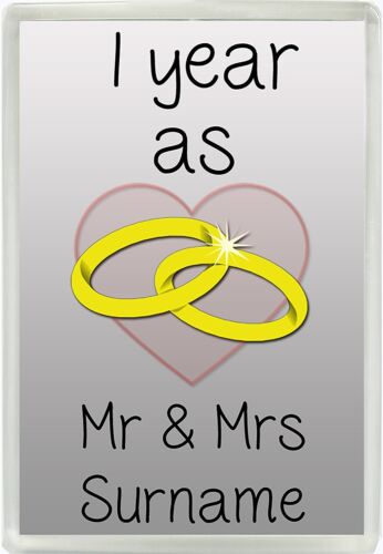 Personalised Any Name 1 Year as Mr & Mrs Jumbo Magnet Ideal Anniversary Gift 942 - 第 1/1 張圖片