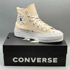 Converse Women's 8 Hi Top Sneakers Platform CTAS Lift Embroidered Flower A14265C