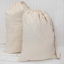 Threadart Laundry Bag Duffle Bag - Sturdy Cotton Canvas w/Strap - 2 Sizes Avail