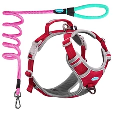 No Pull Harness Set Breathable Sport Harness with Handle - Reflective Padded ...