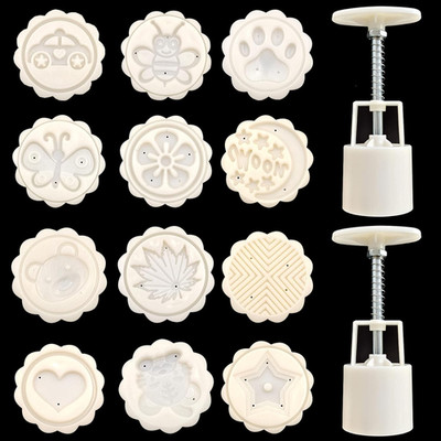 14 PCS Bath Bomb Mold Set Includes 2Pcs Bath Bombs Press and 12Pcs Different Pat