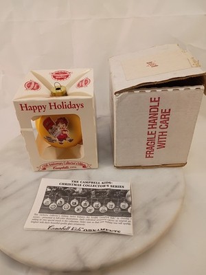 Campbell s Soup Kids Glass Ball Christmas Ornament Collector s Edition 1995 Gold