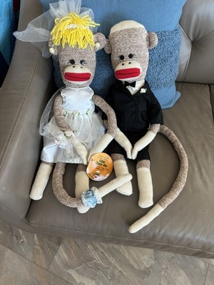 Bride & Groom SOCK MONKEY Dolls/Mr. Monkey Suit & Miss Mary Me/Wedding/Love