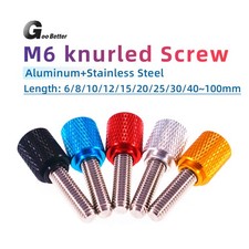 5PC M6 Aluminum Stainless Steel Knurled Thumb Screw Thumbscrew Bolt Long 5-100mm