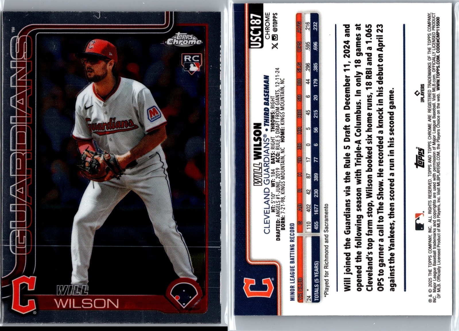 2025 Topps Chrome Update Will Wilson #USC187