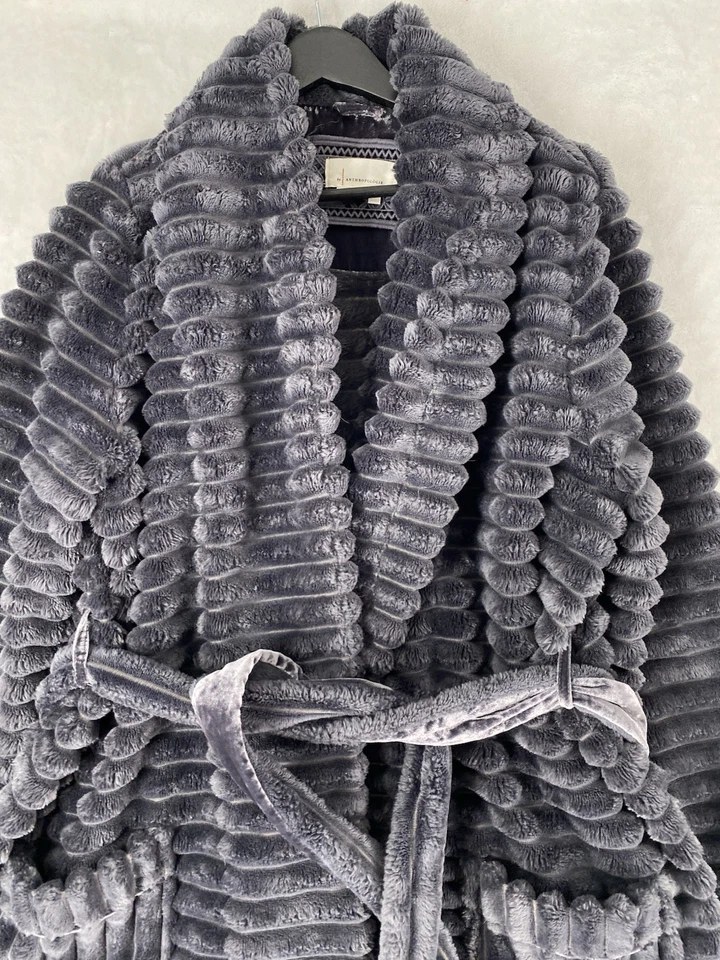 Anthropolgie халат женщин M / L серый искусственного меха Mariposa ультра мягкий норковый стиль - Изображение 4 из 4