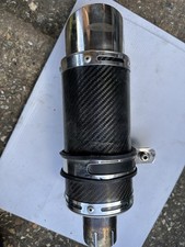 Delkevic Motorcycle 200mm Round Carbon Fibre Exhaust Silencer End Can with Strap