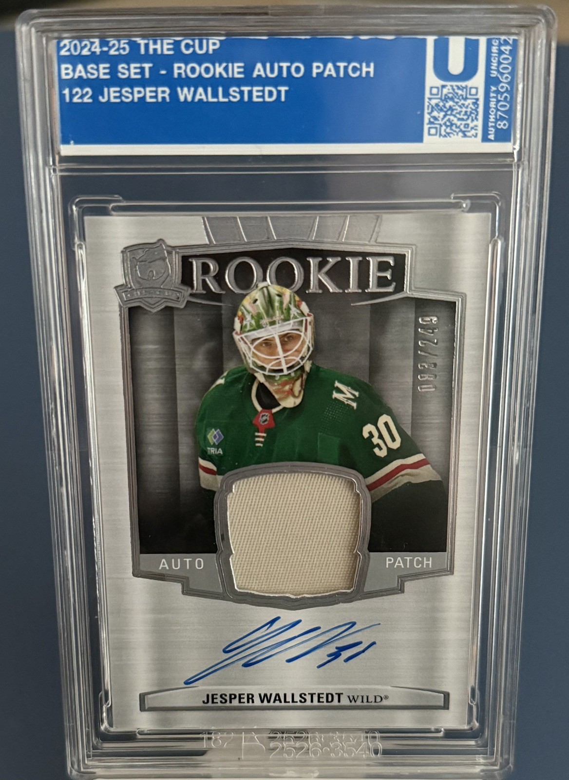2024-25 UPPER DECK THE CUP JESPER WALLSTEDT ROOKIE PATCH AUTO RC /249 RPA 122