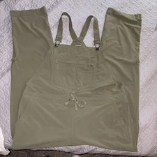 Duluth Trading Fire Hose Work Bib Overalls Mens XL X 31 Olive Canvas Adj Legs
