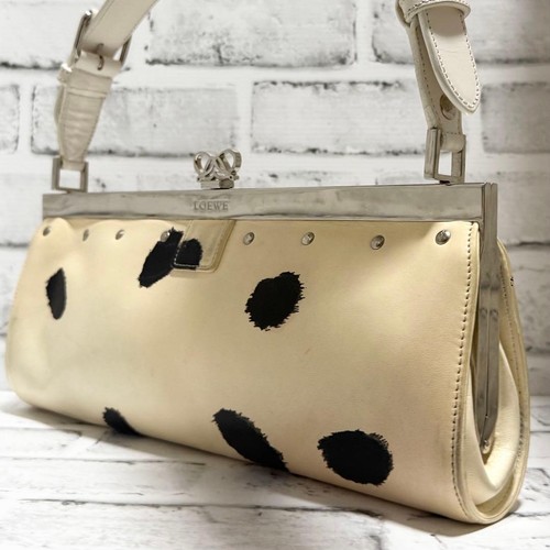 LOEWE One Shoulder Leather Dot Y2K Ivory Bag