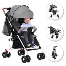 Heavy Duty Baby Pushchair Steel Frame Lie Flat Reclining Stroller 25kg