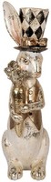 Clayre & Eef Deko-Kaninchen Weiß Gold 14X11X38 Cm Polyresin Elegant