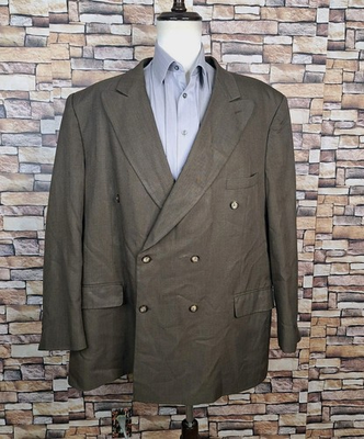 #ad Mazzoni Blazer Jacket Mens 54L Brown VL Double Breasted Peak $40.00