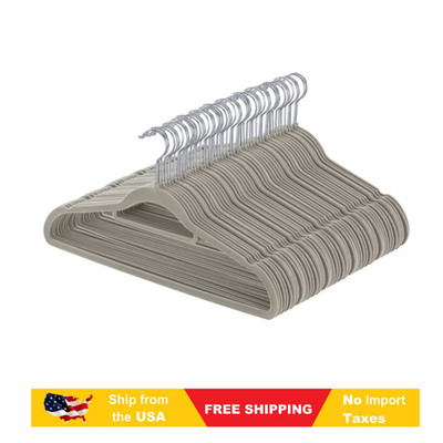 Ollieroo Premium Velvet Hangers,50 Pack Clothing Hangers,Non-Slip ,Greyish green