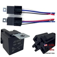 2 Pack JD1912 12V 40A Automotive 4-pin SPST Relay with Harness Receptacle