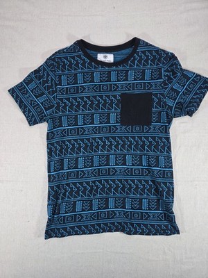 On The Byas Mens Small Black White Geometric Tribal Aztec Pocket T-Shirt S