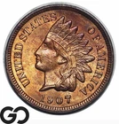 1907 Indian Head Cent Penny Lustrous Gem BU++ RB, Tough This Nice