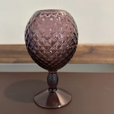 Vintage 50s/60s UV Reactive Viking Glass Yesteryear Ivy Ball Amethyst Vase 