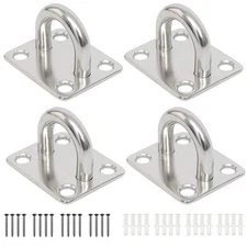 4 Pack Ceiling Pad Eye Plate U Hook Marine Hardware Hooks with Screws
