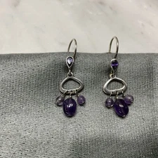 SILPADA 925 Sterling Silver Amethyst Bead Dangle Earrings W1781 RARE HTF