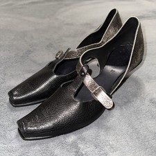 Cydwoq Vintage Origin Heels Size 37 Metallic Leather Hand Made in USA Distressed
