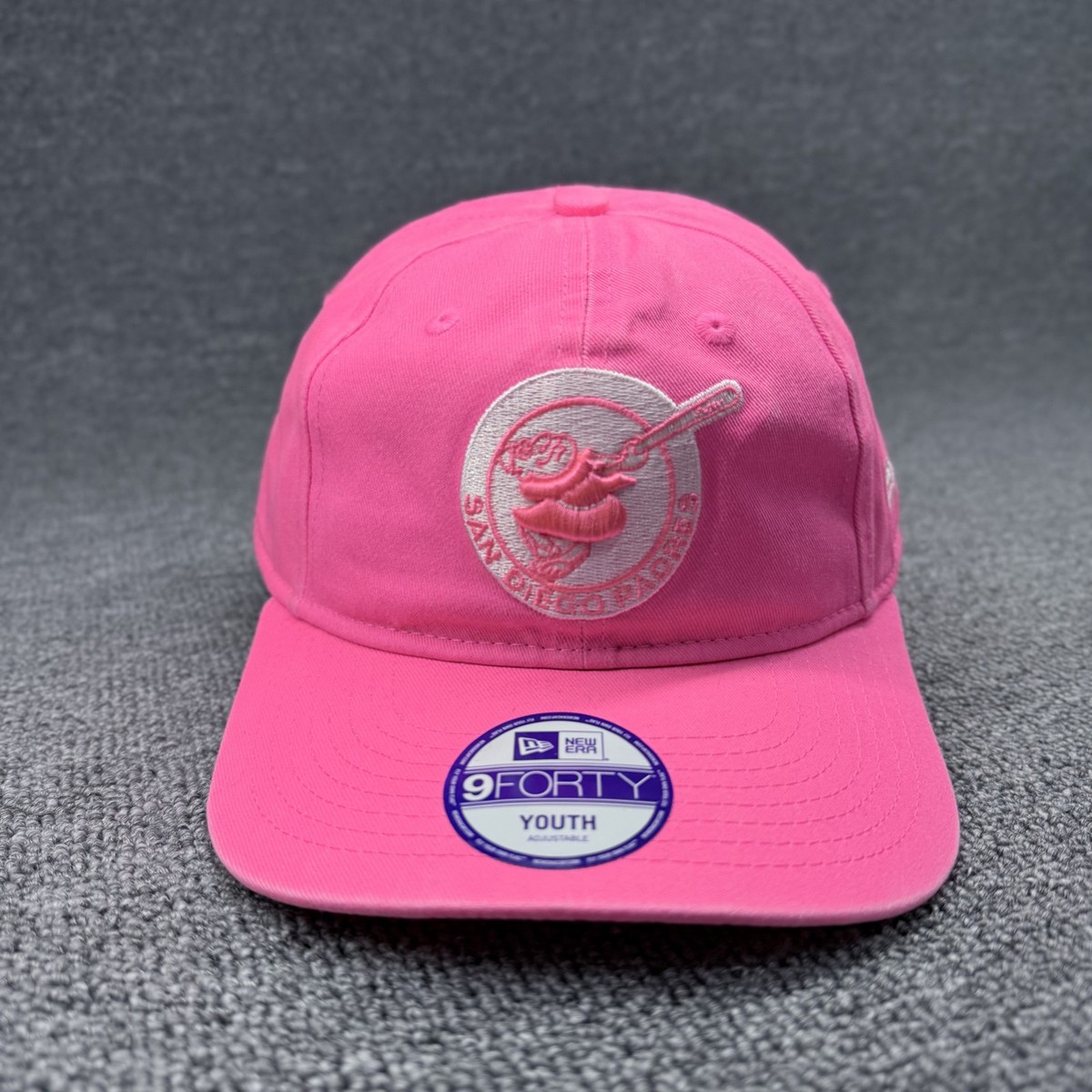 New Era 9FORTY Youth San Diego Padres Pink Adjustable Hat Batter Logo