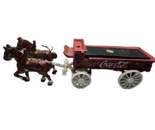 Vintage Cast Iron Coca-Cola Horse Drawn Wagon Missing Driver/Crates For Parts