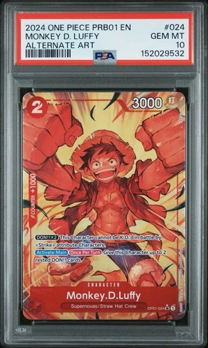 2024 One Piece The Best Monkey.D.Luffy ALTERNATE Alt Art #OP01-024 PSA 10 GEM MT