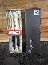 Vtg Eversharp Ballpoint Pen And Pencil Set With Original Box Black White Gold