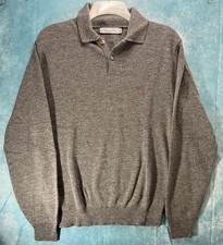 Vintage Christian Dior Grey Polo Sweater Orlon Acrylic Made in USA Size M