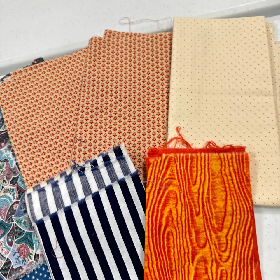 quilting fabric fat quarter bundle 7 blue orange tie dye stripes dots cotton - Image 4 of 4