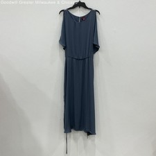 NWT Vince Camuto Women's Blue Scoop Neck Layer Tie Long Dress Size XL