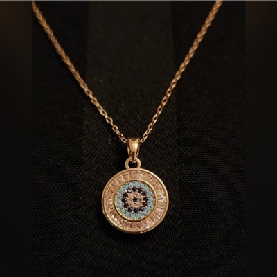 Golden Evil Eye Necklace Charm Pendant